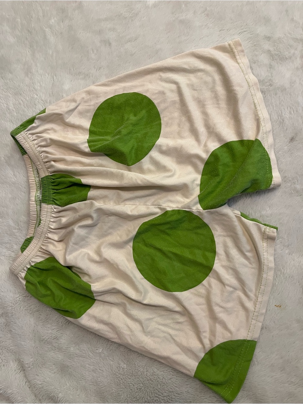 Women’s Cream Shorts with Green Polka Dots